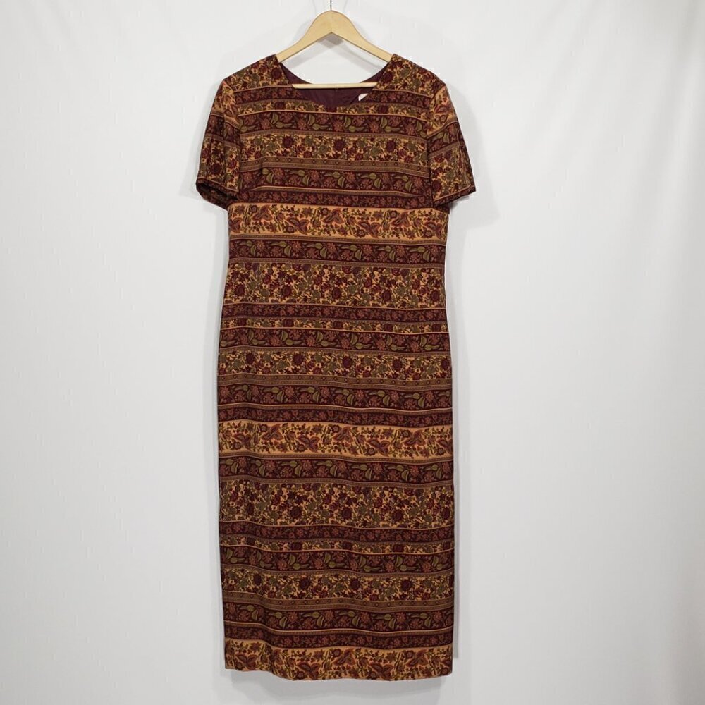 Vintage Koret 90's Burgundy Floral Maxi Dress 16P